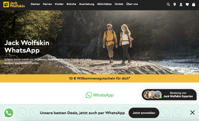 Jack Wolfskin WhatsApp opt-in website charles