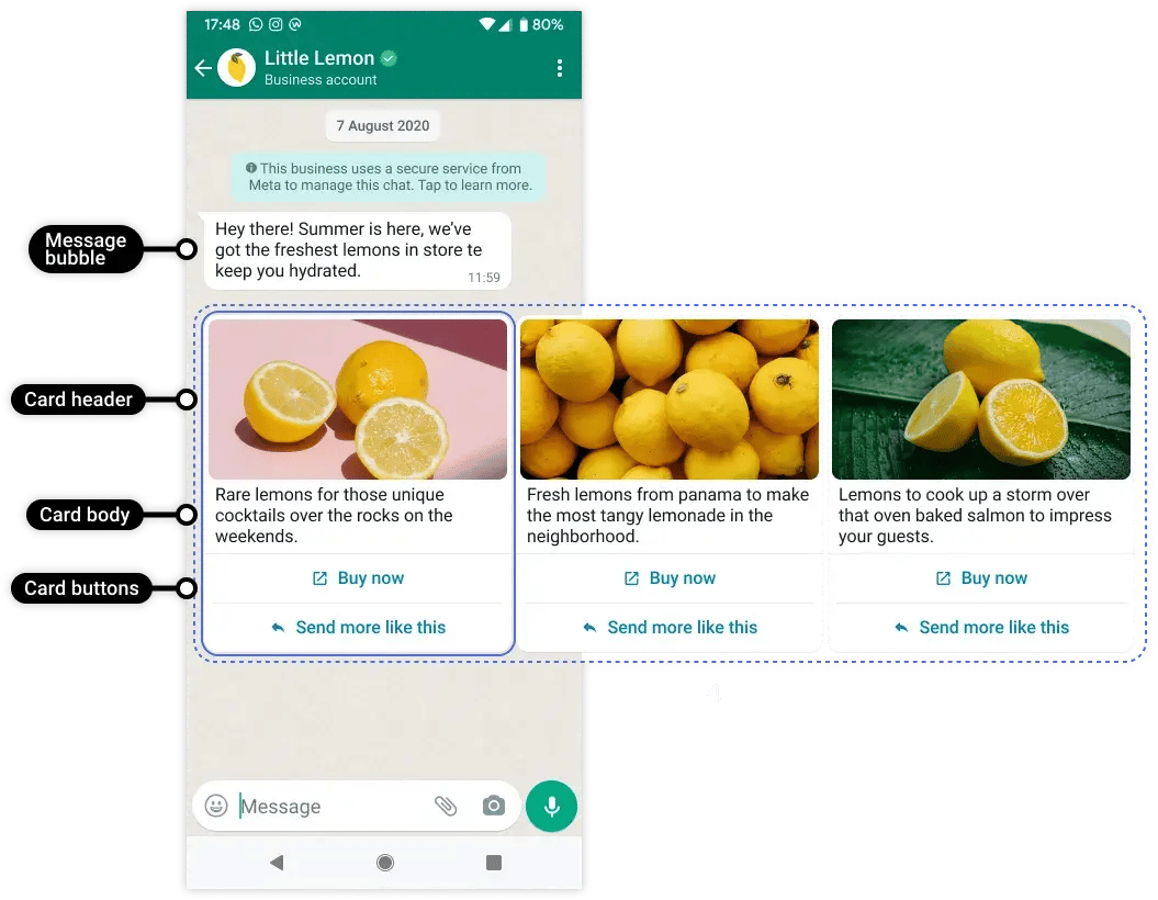 WhatsApp carousels