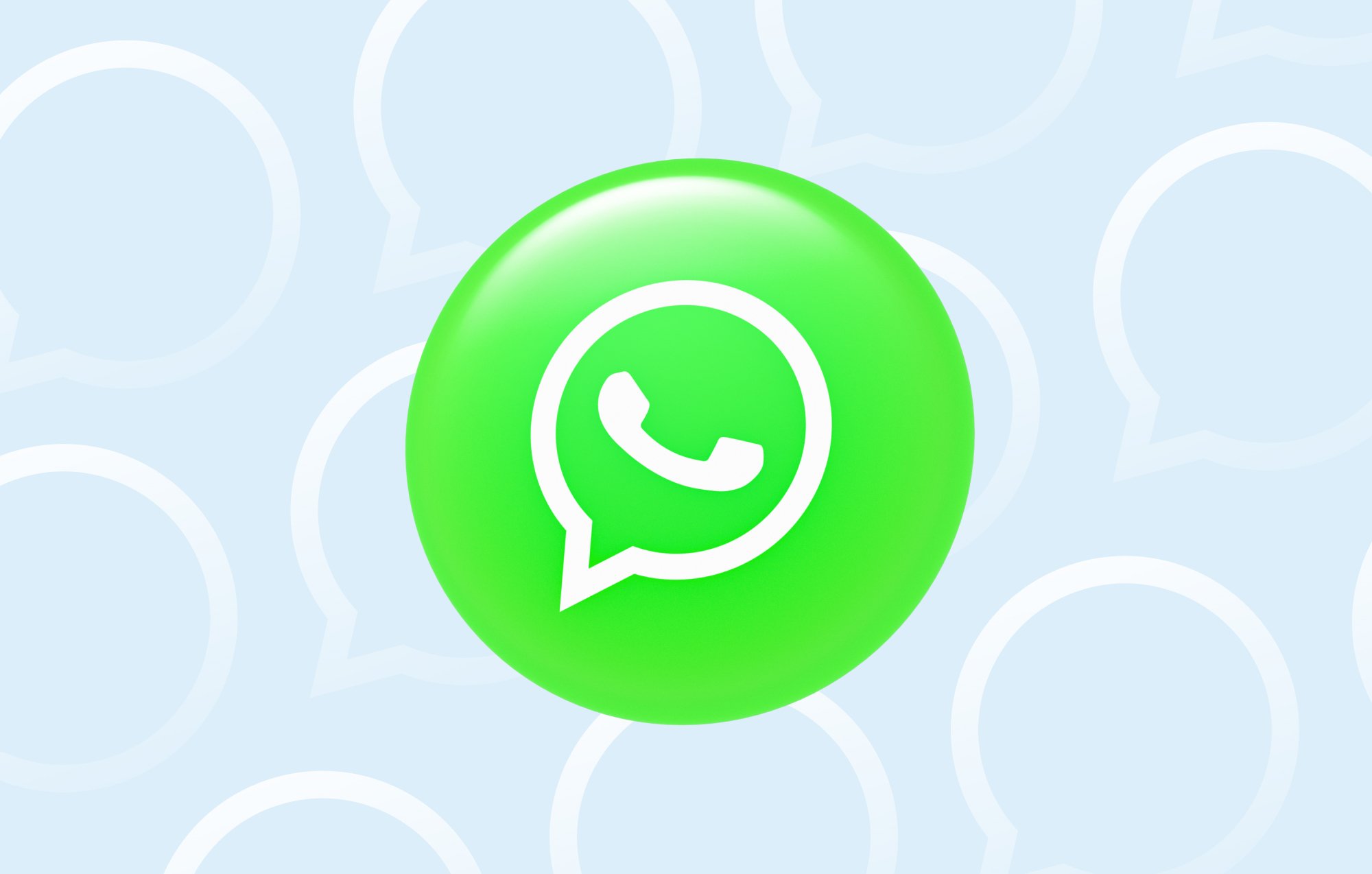 WhatsApp logo on background of blue chat bubbles